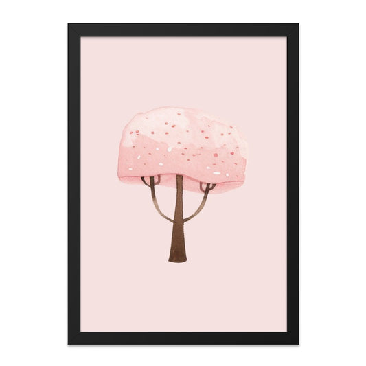 Pink Blossom Tree Wall Art, Watercolor Tree Print, Cute Tree Painting, Minimalist Tree Artwork, Nursery Wall Decor, Floral Wall Art - Tawshia