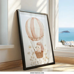 Hedgehog Hot Air Balloon Wall Art, Nursery Decor, Cute Animal Art, Baby Room, Kid Wall Art, Gift Idea (131 characters) - Tawshia
