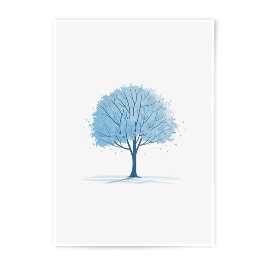 Blue Tree Photographic Print, Minimalist Art, Nature Inspired Wall Decor, Calm and Serene Home Art, Ready to Frame - Tawshia