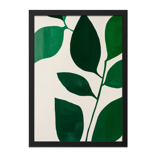 Emerald Leaves Wall Art, Botanical Print, Modern Home Decor, Nature Inspired Art, Green Leaf Painting, Framed Art Print, Wall Decor - Tawshia