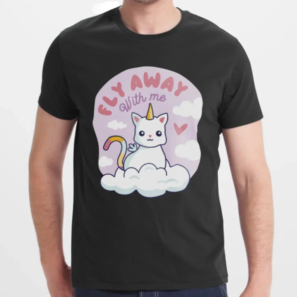 Fly Away With Me Cat Unicorn Graphic Design Shirt product type