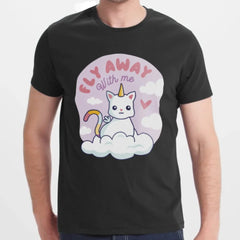 Fly Away With Me Cat Unicorn Graphic Design Shirt product type