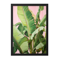 Banana Leaf Wall Art, Tropical Plant Print, Pink Background Art, Botanical Decor, Exotic Leaf Art, Nature Inspired Wall Decor - Tawshia