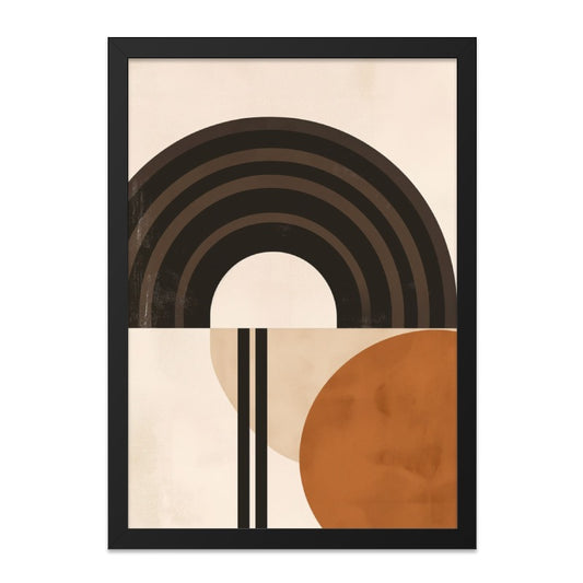 Abstract Geometric Wall Art, Modern Circle Print, Minimalist Artwork, Brown Arch Poster, Home Decor Art, Neutral Tone Wall Decor - Tawshia