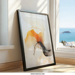 Abstract Ink Wall Art, Modern Art Print, Orange Black Wall Decor, Contemporary Artwork, Fluid Art Poster, Trendy Home Decor - Tawshia