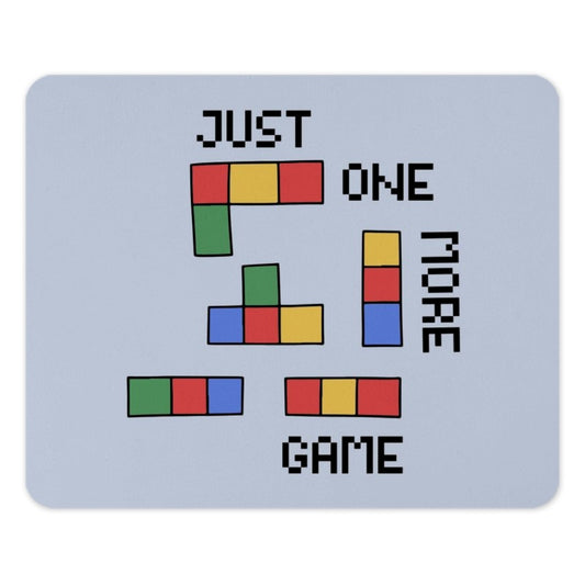 Just One More Game Mouse Pad, Tetris Inspired Gaming Desk Accessory, Funny Gamer Gift, Retro Video Game Design - Tawshia