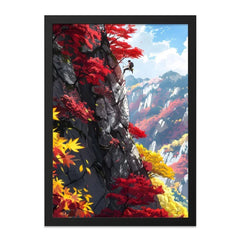 Rock Climbing Wall Art, Mountain Adventure Print, Fall Foliage Climber Decor, Anime Style Landscape, Sport Art Print, Home Decor, Gift - Tawshia