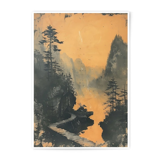 Misty Mountain Photographic Print, Landscape Wall Art, Forest and Path Photography, Atmospheric Home Decor, Unique Wall Hanging - Tawshia