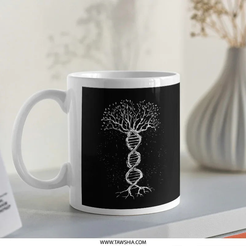 Intricate DNA Tree of Life Design Mug Unique Product