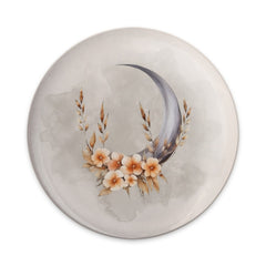 Crescent Moon Pinback, Floral Moon Pin, Celestial Badge, Watercolor Moon Button, Boho Moon, Mystical Moon Jewelry, Moon and Flowers Pin - Tawshia