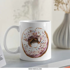 Donut Mug, Sprinkled Donut, Foodie Gift, Sweet Treat Mug, Dessert Lover Gift, Coffee Mug, Donut Lover Present, Ceramic Mug - Tawshia