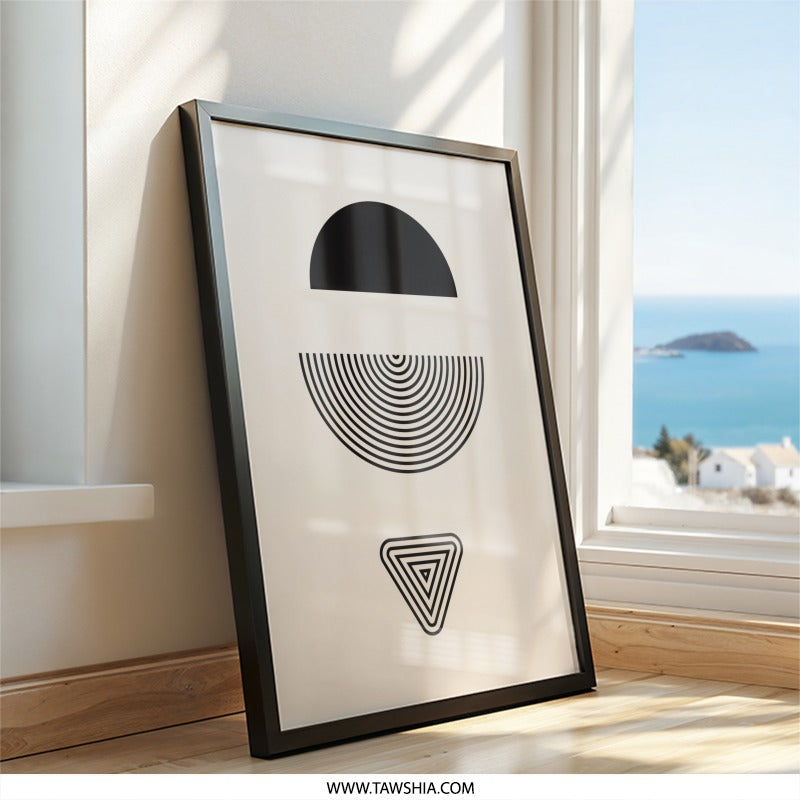 Geometric Wall Art, Abstract Shapes Print, Minimalist Art Decor, Modern Home Artwork, Contemporary Wall Hanging, Simple Design Poster - Tawshia