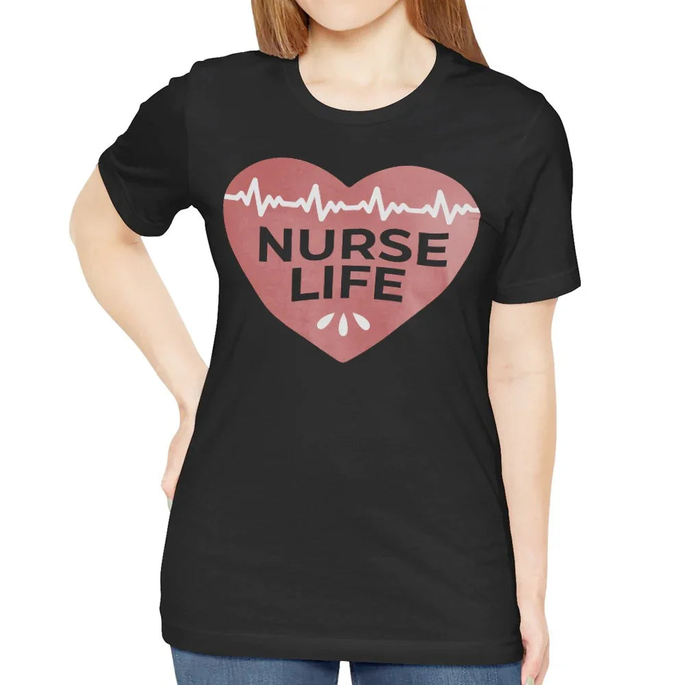 Nurse Life Heartbeat Graphic Black T-Shirt product