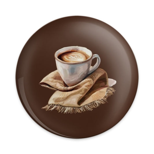 Coffee Latte Pinback Button, Cafe Lover Button, Coffee Drink Art Button, Beverage Gift Idea, Trendy Button, Coffee Art Accessory - Tawshia