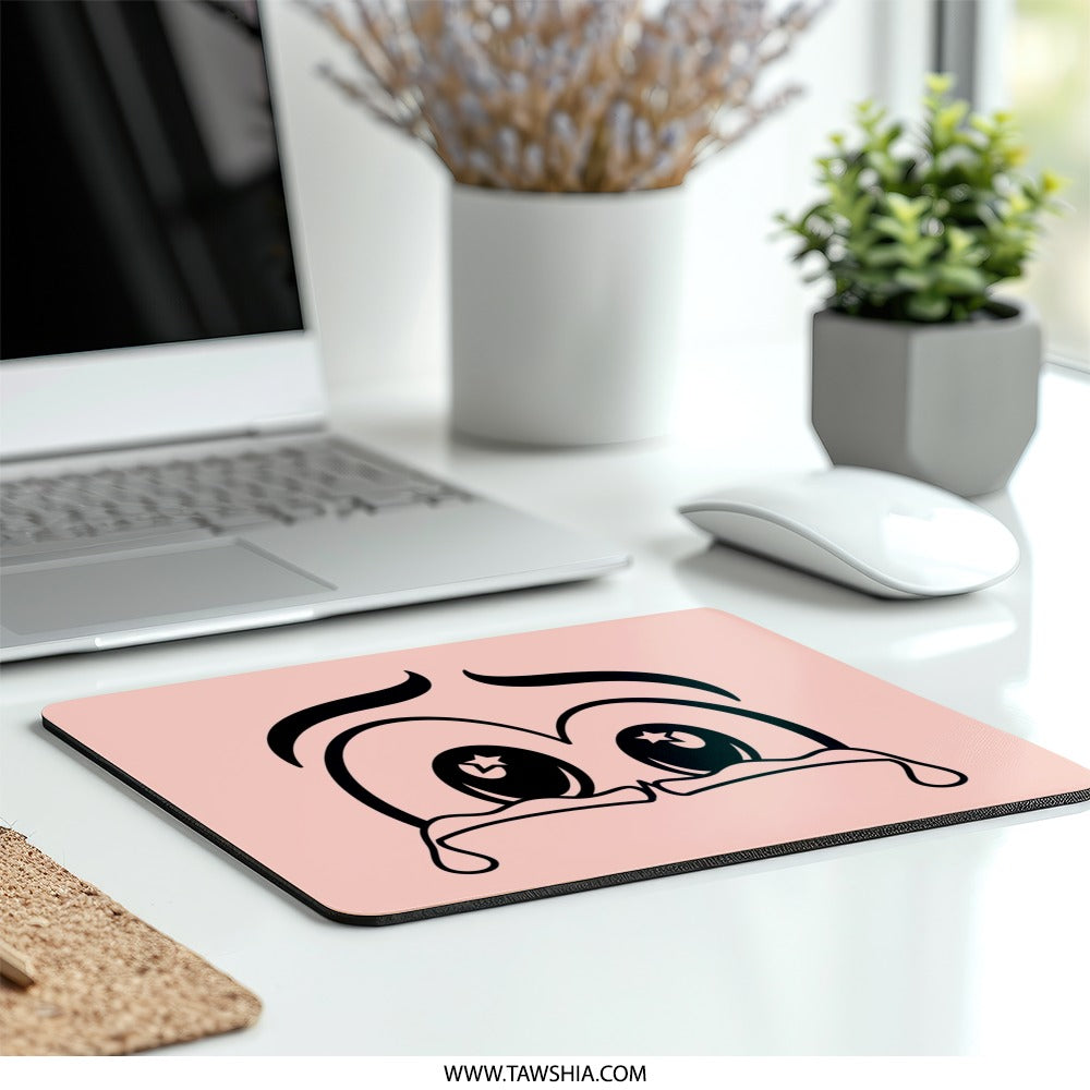 Crying Eyes Mouse Pad, Sad Cartoon Eyes, Dramatic Tears Mousepad, Anime Style Tears, Pink Desk Accessory, Unique Mouse Pad, Funny Gift - Tawshia