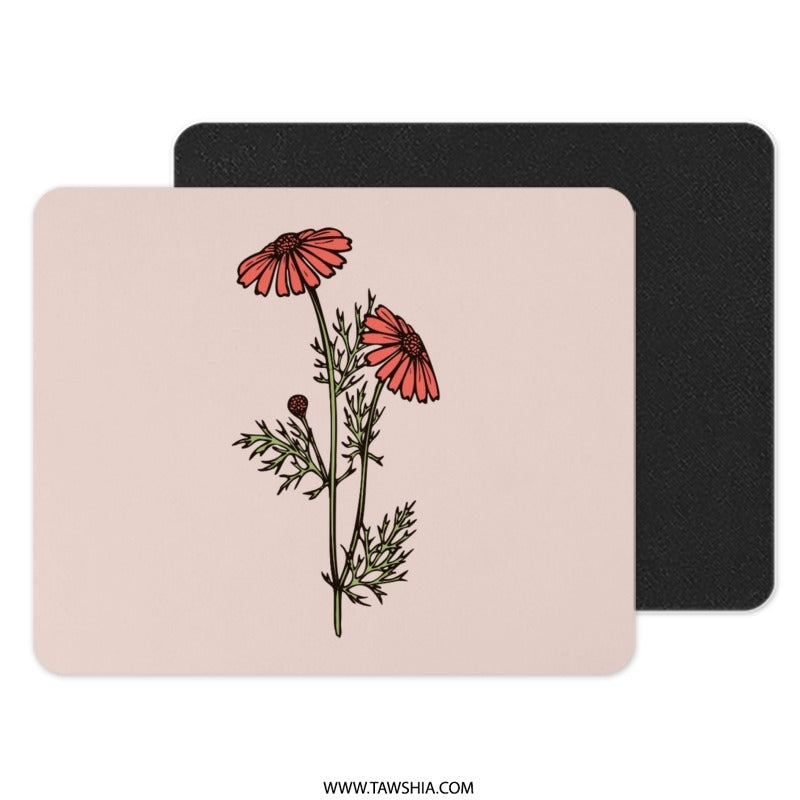 Floral Mouse Pad, Chamomile Flower, Botanical Desk Accessory, Cute Computer Mat, Pretty Office Decor, Gift for Her, Floral Lover - Tawshia