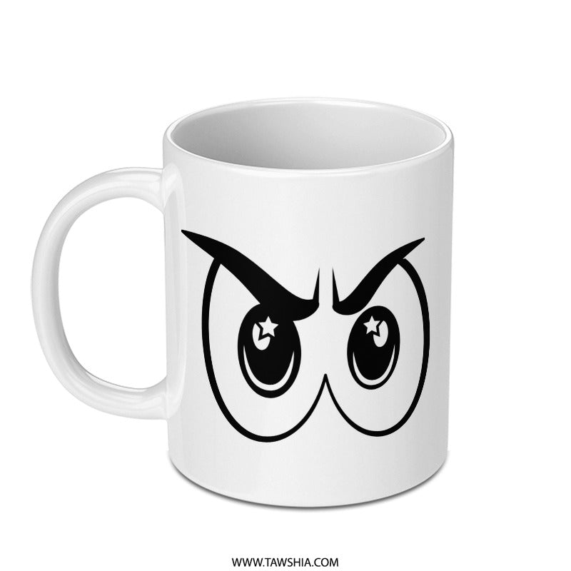 Cartoon Owl Eyes Mug, Funny Coffee Mug, Quirky Gift Idea, Unique Tea Cup, Novelty Drinkware, Cute Mug, Coffee Lover Gift - Tawshia