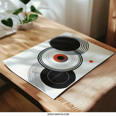 Geometric Photographic Print, Abstract Circles Art, Modern Wall Decor, Minimalist Design, Black and Red Circles Print, Home Art Prints - Tawshia