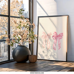 Pink Bows Wall Art, Nursery Decor, Girls Room Art, Cute Bows Print, Baby Shower Gift, Delicate Bows Wall Decor, Wall Decor for Girls - Tawshia