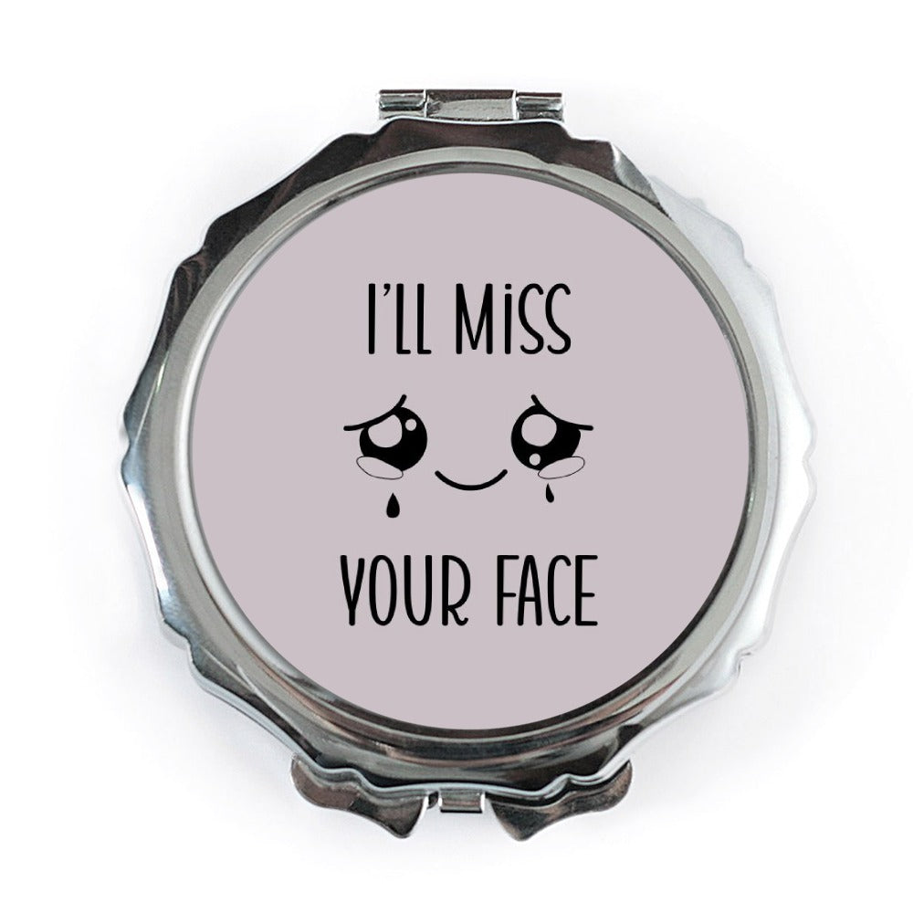 I'll Miss Your Face Pocket Mirror, Cute Pocket Mirror, Farewell Gift, Goodbye Gift, Travel Mirror, Kawaii Pocket Mirror, Gift For Her - Tawshia