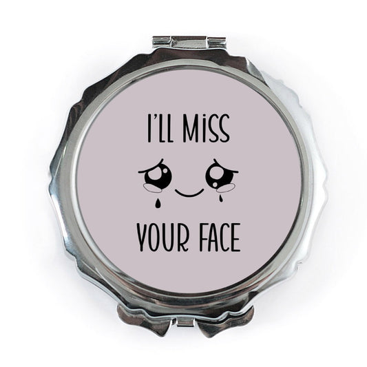 I'll Miss Your Face Pocket Mirror, Cute Pocket Mirror, Farewell Gift, Goodbye Gift, Travel Mirror, Kawaii Pocket Mirror, Gift For Her - Tawshia