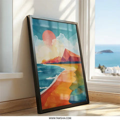 Beach Landscape Wall Art, Coastal Scenery Print, Modern Home Decor, Abstract Seascape Painting, Sunset Ocean View, Nature Artwork - Tawshia