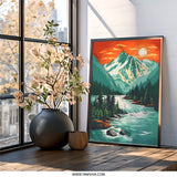 Mountain River Wall Art, Landscape Painting, Nature Art Print, Scenic Wall Decor, Modern Wall Art, Home Decor Art, Mountain Art - Tawshia