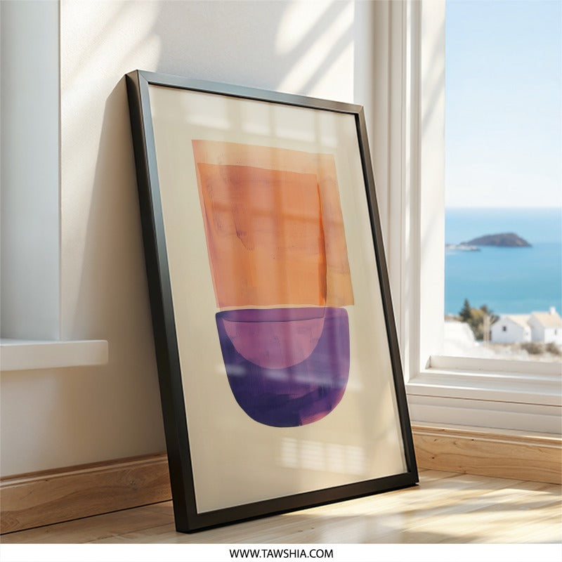 Abstract Wall Art, Orange and Purple Art Print, Modern Home Decor, Minimalist Art, Geometric Shapes - Tawshia