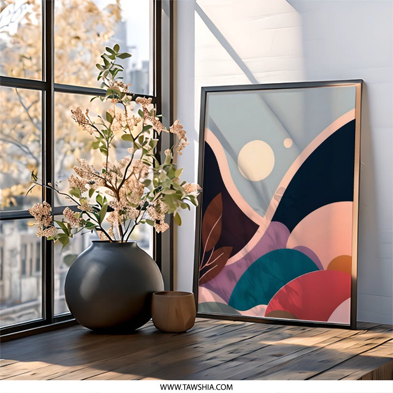 Abstract Landscape Wall Art, Modern Geometric Print, Minimalist Wall Decor, Contemporary Art Print, Unique Home Decor, Stylish Artwork - Tawshia