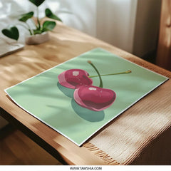 Cherry Photographic Print, Fruit Illustration, Kitchen Decor, Minimalist Art, Modern Wall Art, Food Photography, Pop Art Print, Summer Print - Tawshia