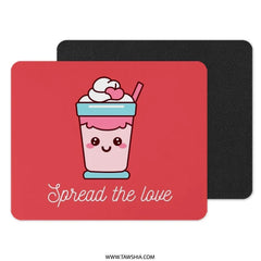 Cute Kawaii Drink Mouse Pad, Spread the Love, Pink Aesthetic, Valentines Day Gift, Trendy Desk Decor, Office Accessories, Gaming Pad - Tawshia