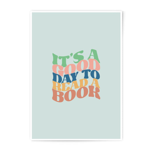 Good Day Book Photographic Prints, Colorful Typography Art, Reading Nook Decor, Home Library Wall Art, Gift for Book Lovers, Trendy Wall Art - Tawshia