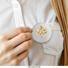 Heart Balloons Pinback, Gold Balloon Art Pin, Cute Balloon Heart Gift, Party Favor Pinback, Trendy Badge, Heart Balloon Button, Heart Pin - Tawshia