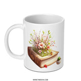 Book Lover Gift Mug, Floral Book, Reading Mug, Flower Mug, Bookish Mug, Book Illustration, Cute Mug, Teacher Mug, Gifts for Her - Tawshia