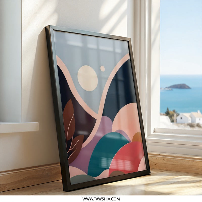 Abstract Landscape Wall Art, Modern Geometric Print, Minimalist Wall Decor, Contemporary Art Print, Unique Home Decor, Stylish Artwork - Tawshia