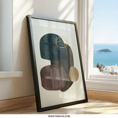 Modern Abstract Wall Art, Geometric Shapes Print, Contemporary Art Decor, Minimalist Wall Hanging, Home Decor, Framed Art - Tawshia