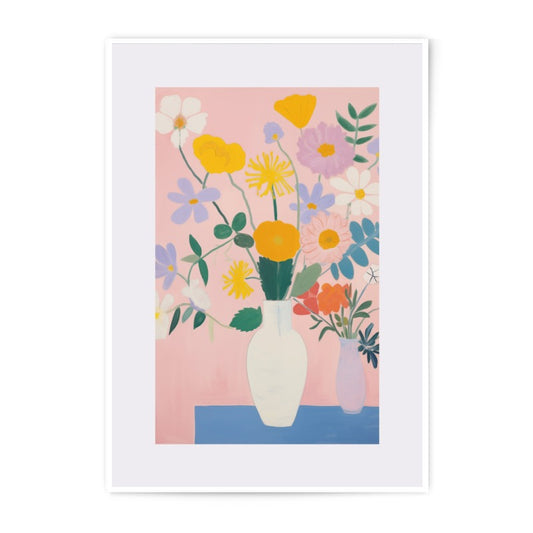 Floral Photographic Print, Flower Still Life Art, Botanical Wall Decor, Modern Art Print, Vase of Flowers Print, Home Decor, Pink Art - Tawshia