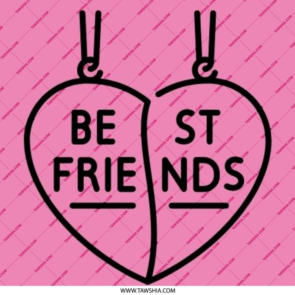 Best Friends Pinback Button, Matching Heart Pendant, Friendship Gift, Cute Pink Button, BFF Jewelry Inspired, Trendy Pins, Gift for Friend - Tawshia