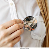 Floral Patchwork Pinback Button, Unique Design Pinback Button, Decorative Pinback Button, Artistic Patchwork Button, Flower Pattern Button - Tawshia