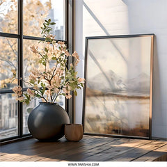 Mountain Landscape Wall Art, Abstract Mountain Art Print, Neutral Toned Art, Nature Scenery Print, Modern Home Decor, Serene Mountain View - Tawshia