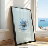 Blue Poppy Wall Art, Floral Pearl Decor, Botanical Print, Elegant Home Decor, Feminine Wall Hanging, Modern Art Print, Nature Inspired Art - Tawshia
