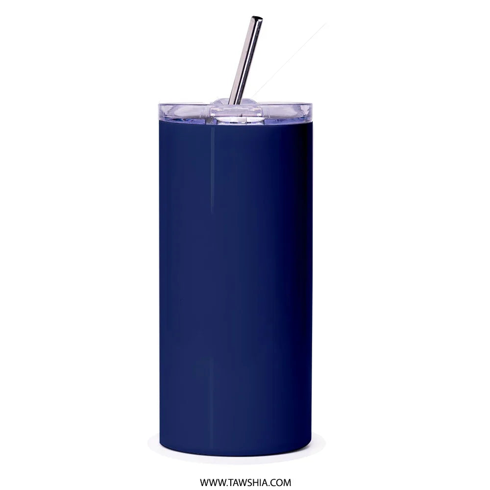 Sleek Dark Blue Tumbler with Straw Drinkware Product