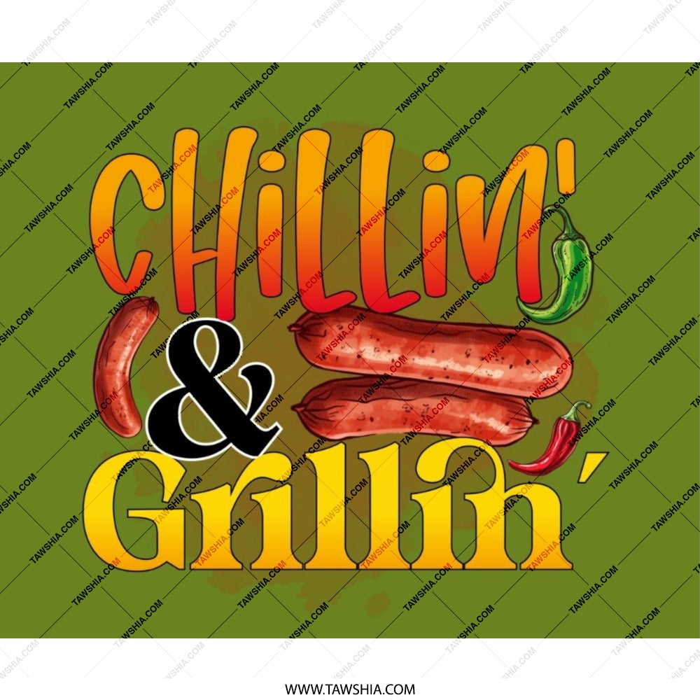 Chilling and Grilling Mouse Pad, BBQ Lover Gift, Foodie Desk Accessory, Sausage and Peppers Theme, Grill Master Present, Funny Office Decor - Tawshia