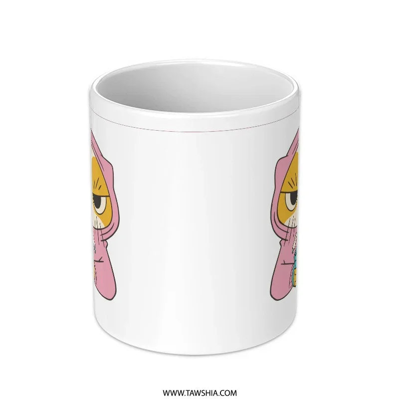 Adorable Cat Wearing Pink Hoodie Design Mug product type
