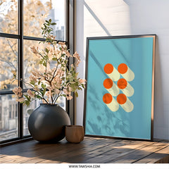 Minimalist Geometric Wall Art, Retro Circles Print, Mid Century Modern Decor, Abstract Shapes Poster, Home Office Art, Contemporary Wall - Tawshia