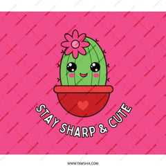 Cute Cactus Backpack, Stay Sharp Backpack, Kawaii Backpack, Trendy Backpack, School Backpack, College Backpack - Tawshia