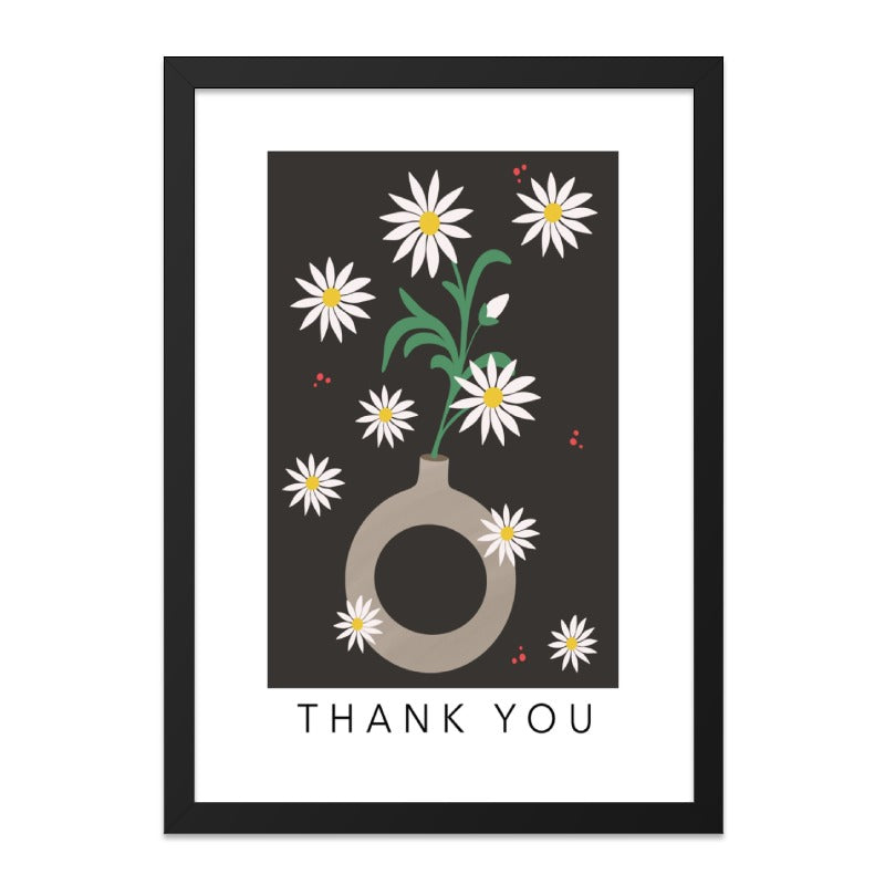 Thank You Daisies Wall Art, Floral Print, Flower Vase Art, Minimalist Art, Modern Wall Decor, Housewarming Gift, Daisy Flower Art - Tawshia