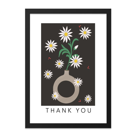 Thank You Daisies Wall Art, Floral Print, Flower Vase Art, Minimalist Art, Modern Wall Decor, Housewarming Gift, Daisy Flower Art - Tawshia