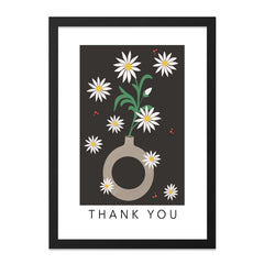 Thank You Daisies Wall Art, Floral Print, Flower Vase Art, Minimalist Art, Modern Wall Decor, Housewarming Gift, Daisy Flower Art - Tawshia