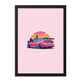 Pink BMW M4 Wall Art, Car Poster Print, Automotive Art, Sunset Cityscape, Modern Wall Decor, Racing Car Art, Gift for Car Enthusiasts - Tawshia